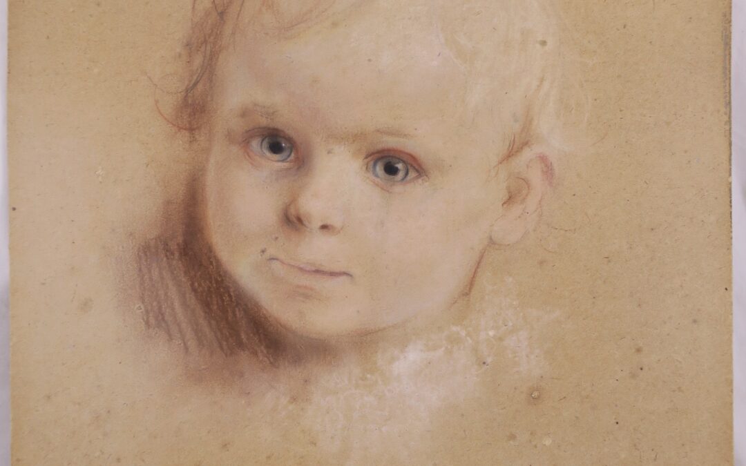 Recknagel Theodor 1865-1945 Zeichnung Pastell Portrait Kind / Kleinkind ~ 1900