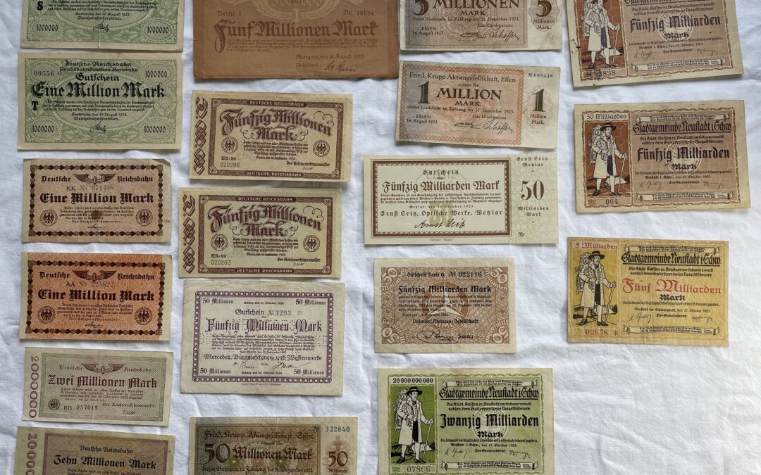 Sammlung 19x Gutschein Reichsbahn Mercedes Krupp Leitz Daimler Neustadt 1923