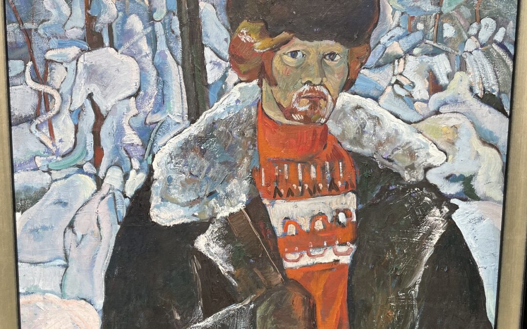 Gemälde Russland Russischer Jäger Охотник Kyrillisch signiert 1973 А. Бурзынцев