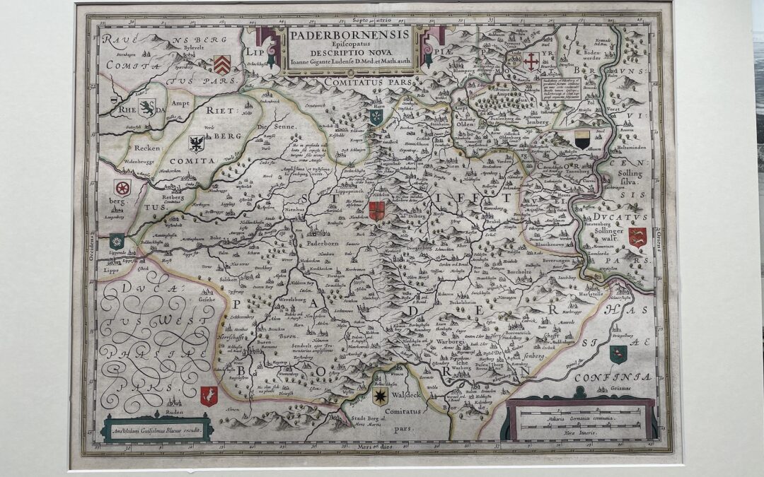 Paderbornensis Kupferstich Karte Hochstift Paderborn 17.Jh.
