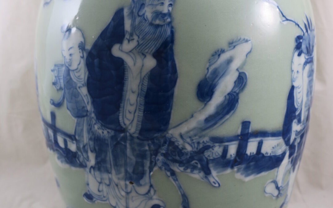Asiatika China Porzellan Deckelvase / Vase – Qing Zeit 18/19 Jhdt.