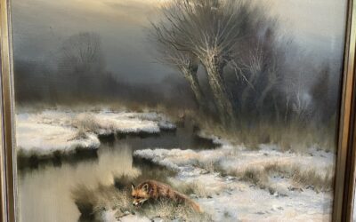 Schatz Arnold 1929-1999 Gemälde Fuchs / Rotfuchs im Schnee
