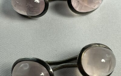 Vintage Manschettenknöpfe Georg Stöger 900 Silber Rosenquarz Wiener Werkstätte ?