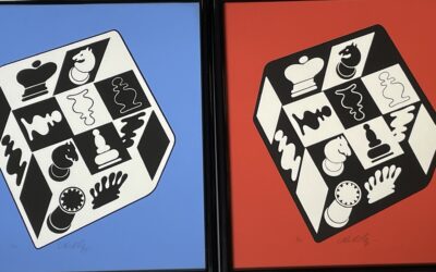 Victor Vasarely 1908-1987 2x Serigraphie Chess Red & Blue – Schach / Schachwürfel