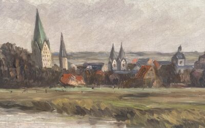 Lucas Georg 1883-1983 Gemälde Ansicht / Blick über Paderborn / Paderborner Dom