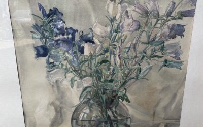 Strohmeier Heinrich 1912-1989 Aquarell Blumen in Vase Glockenblumen Paderborn