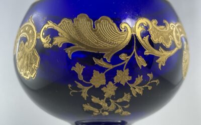 Saint St. Louis Massenet Weinglas / Glas Blau Goldstaffage