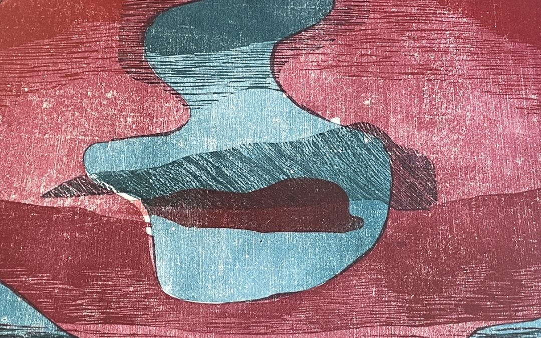 Ingrid Moll Horstmann *1936 Grafik Holzschnitt Liebespaar 1975