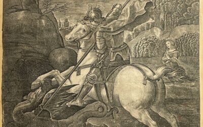 Kupferstich 16./17. Jh. Heiliger Georg – S. Georgius / Raphelio nach Raphael