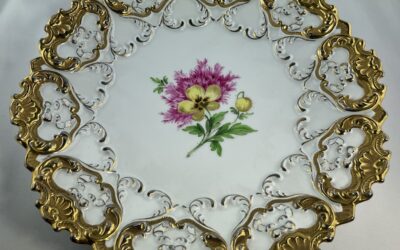 Meissen Porzellan Prunkteller Prunkplatte Blumen & Goldstaffage 26cm ~ 1924-1934