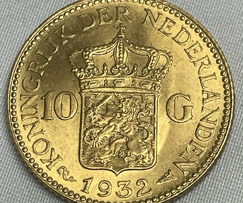 Goldmünze 10 Gulden Wilhelmina Niederlande / Holland 1932 – Gold