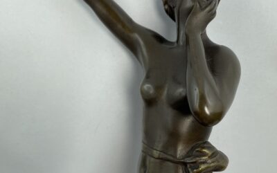 Fackelträgerin Frau Mädchen Akt Bronze Figur Skulptur – Grundmann 1900 ? –