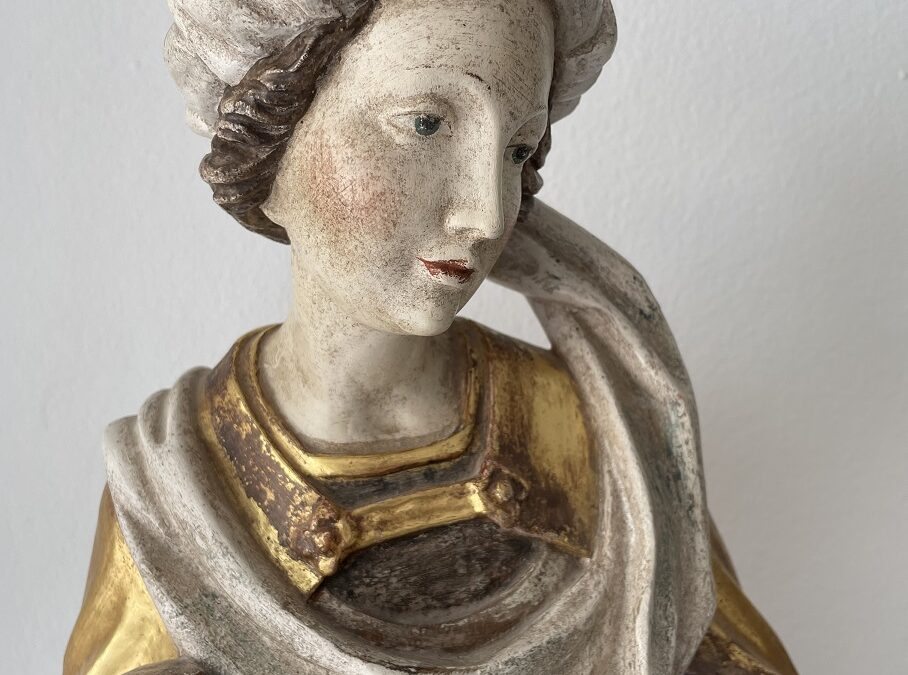 Heilige Katharina von Alexandria 70 cm Holz Figur gefasst Rad
