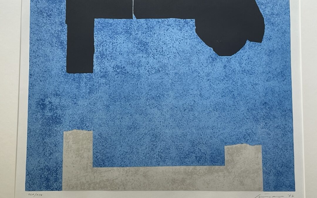 Giuseppe Santomaso Farblithographie Komposition 1977 Blau