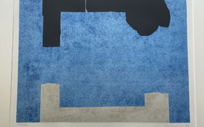 Giuseppe Santomaso Farblithographie Komposition 1977 Blau