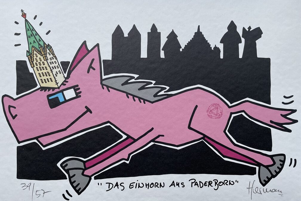 Herman Reichold Das Einhorn aus Paderborn Siebdruck