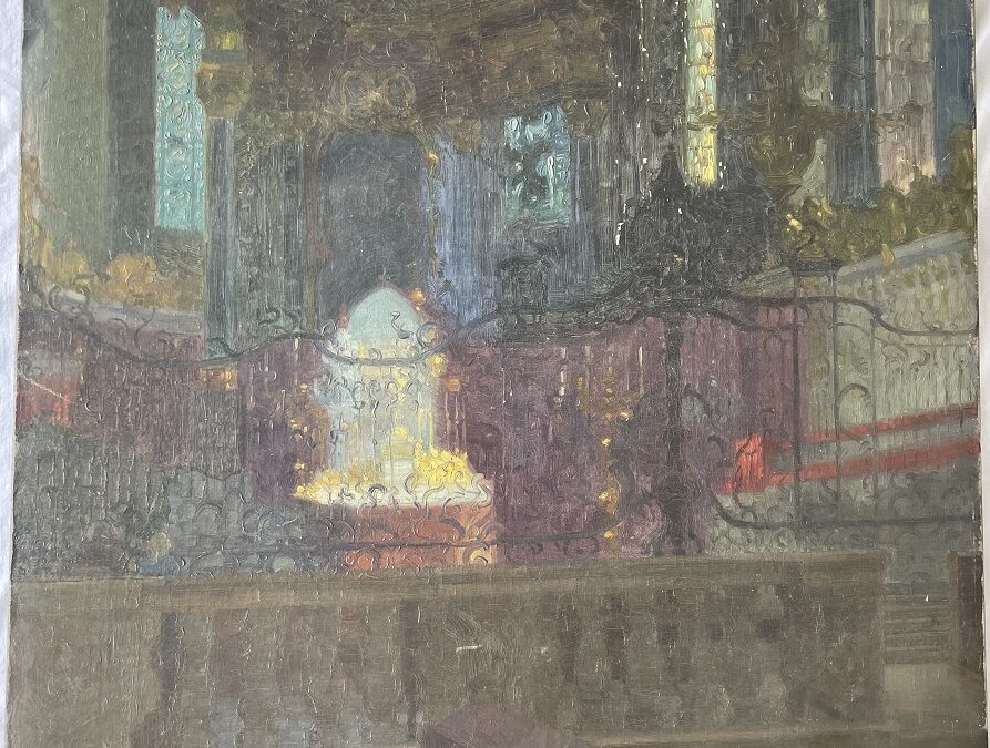Max Schlichting 1866–1937 Gemälde Im Dom zu Würzburg 1919 Hochaltar