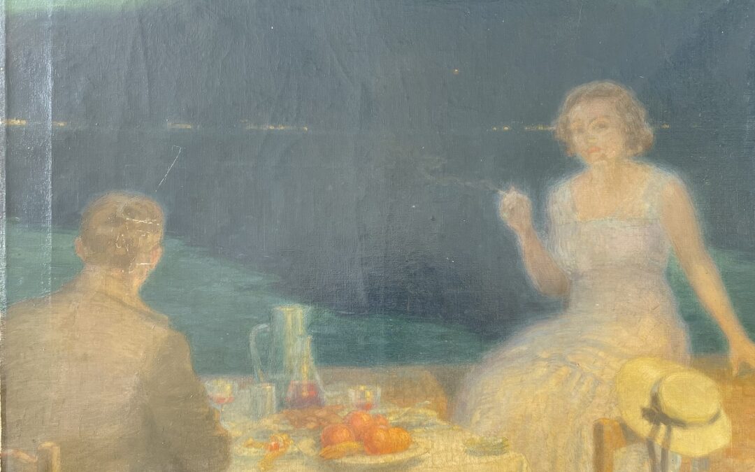 Max Schlichting 1866–1937 Gemälde Abend am Gardasee