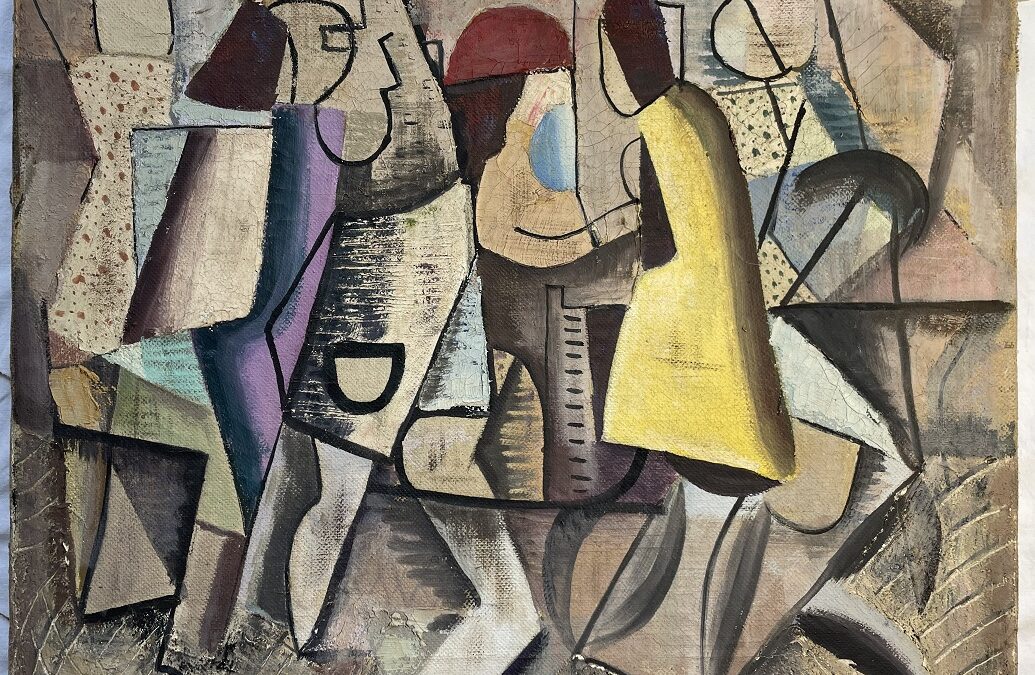 Ernst Vogel 1894-1970 Gemälde Abstrakte Figuren Komposition