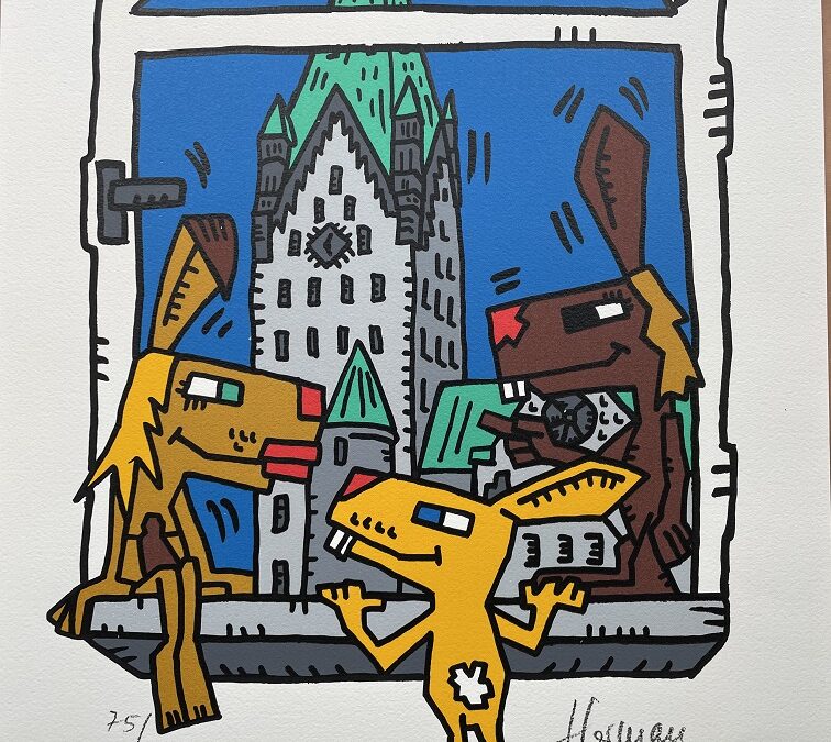 Herman Reichold Grafik 3 Hasen am Fenster Paderborn