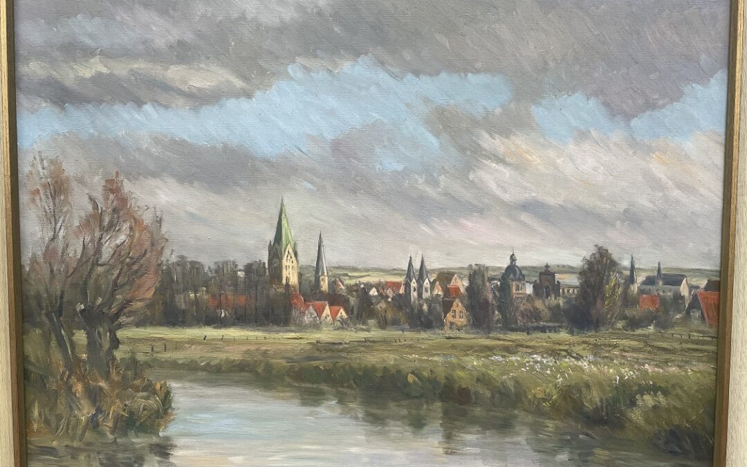 Lucas Georg 1883-1983 Gemälde Ansicht / Blick über Paderborn
