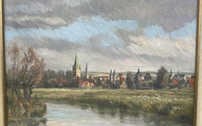 Lucas Georg 1883-1983 Gemälde Ansicht / Blick über Paderborn