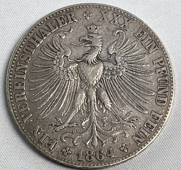 Freie Stadt Frankfurt Ein Vereinsthaler Ein Pfund Fein 1864 – Silber Münze