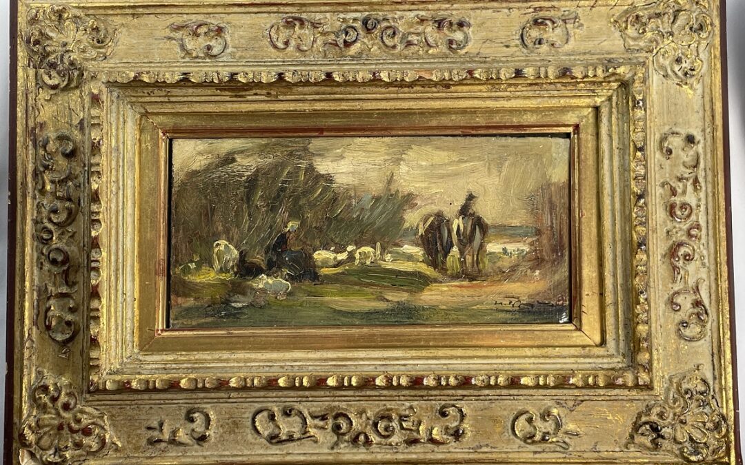 Julius Paul Junghanns 1876 – 1958 Gemälde Studie Frau Hase Pferde ~ 1900/10