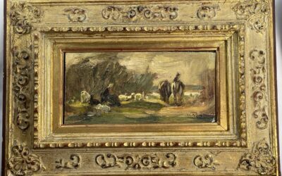 Julius Paul Junghanns 1876 – 1958 Gemälde Studie Frau Hase Pferde ~ 1900/10