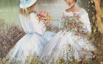 Madjid Rahnavardkar 1943 – 2020 Gemälde Mädchen Blumenmädchen an einem See