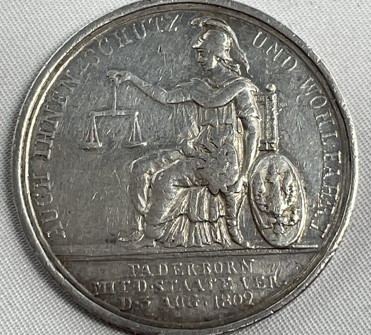 Silber Medaille Brandenburg Preussen Huldigung Münze 1803 Paderborn