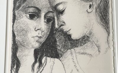 Paul Delvaux 1897-1994 Lithographie Confidences 1972 Zwei Mädchen / Frauen
