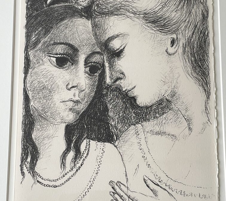 Paul Delvaux 1897-1994 Lithographie Confidences 1972 Zwei Mädchen / Frauen