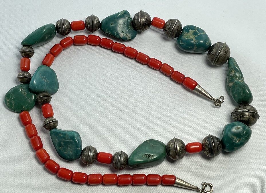 Vintage Carolyn Pollack Relios Halskette Kette 925 Silber Koralle Türkis Türkise