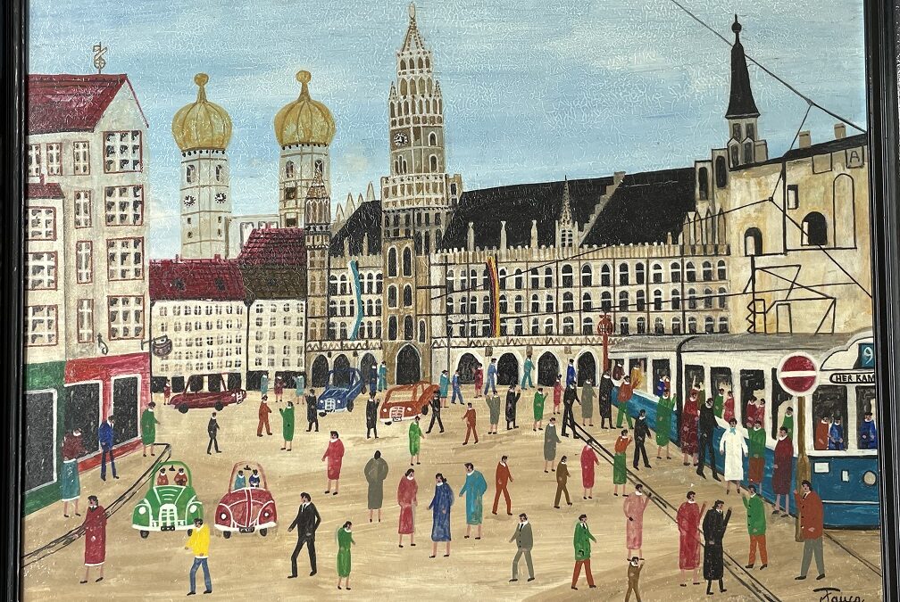 Faucq Jean 1900 – 1978 Gemälde München Marienplatz Neues Rathaus Frauenkirche