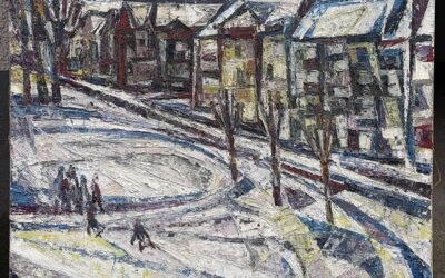 Strohmeier Heinrich 1912 – 1989 Neuhaus Paderborn Gemälde Stadt Szene Häuser Winter Expressiv