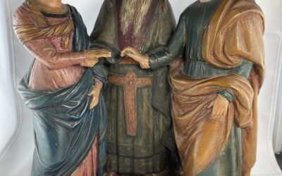 Terracotta Figur 19.Jh. Vermählung Mariä nach Raffael Sposalizio – Terrakotta