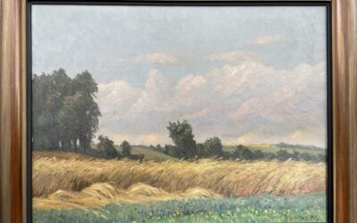 Georg Lucas 1893-1983 Paderborn Gemälde Landschaft Weizenfeld Bäume