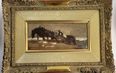 Julius Paul Junghanns 1876 – 1958 Gemälde Pferdewagen / Pferde Studie ~ 1900/10