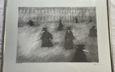 Paul Flora 1922-2009 Farboffset Lithographie Die Pestärzte 1980 – Venedig