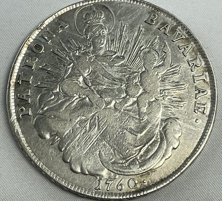 Teilen Bayern Madonnentaler / 1 Taler Silber Münze 1760 – Patrona Bavariae