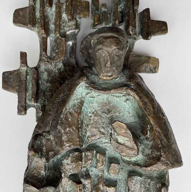 Josef Rikus 1923-1989 Bronze Skulptur Heiliger Vinzenz von Paul 1976