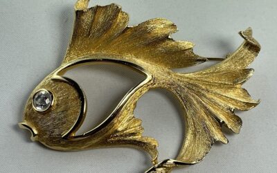 Vintage Brosche Christian Dior Fisch vergoldet brooch Pin – 1970er ?