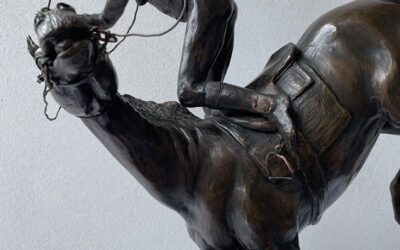 Teilen James Osborne 1940-1992 Bronze Skulptur Figur Steeplechase Hindernisrennen 1979