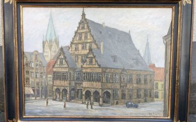Lucas Georg 1893-1983 Gemälde Rathaus Paderborn / Paderborner Dom 1939